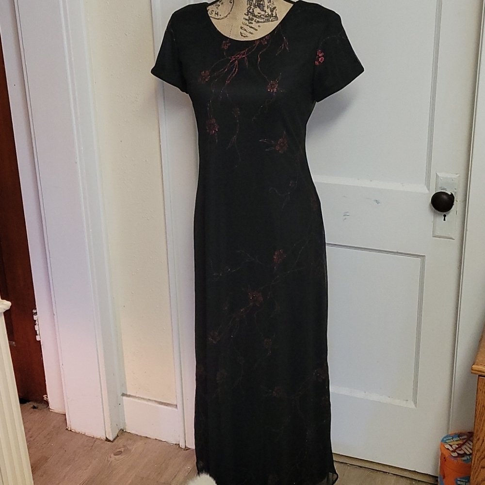 Floor Length Black Floral Dress